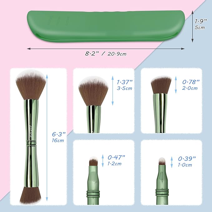 Jilier 4 in 1 Makeup Brush Set with Travel Makeup Brush Holder, Travel Makeup Brushes with Case, Double Sided Makeup Brushes with Silicon Portable Cosmetic Face Brushes Holder