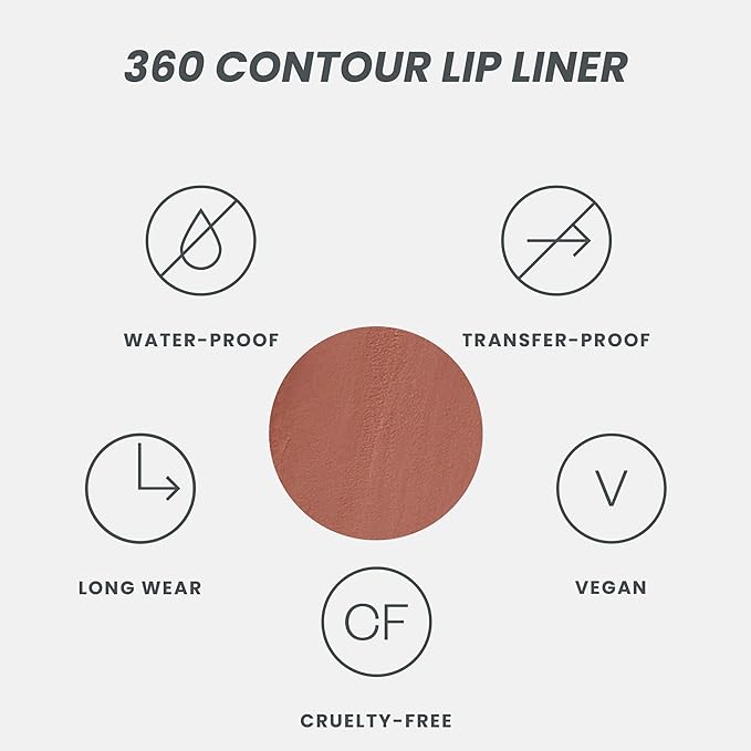 Wonderskin Lip Liner Pencil - 360 Contour Lipliner, Long Lasting, Sharpenable, Waterproof and Transfer-Proof Brown Lip Liner Pencil (Saddle)