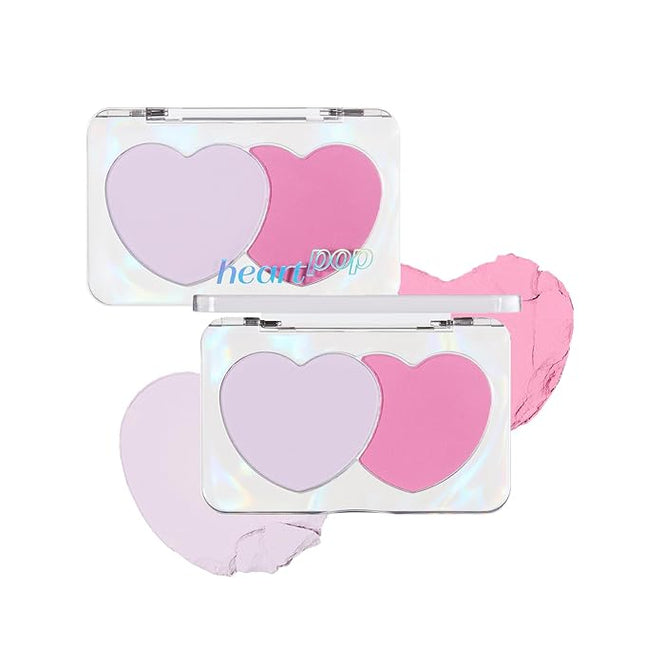 ETUDE Heart Pop Duo Blush, Pink & Purple Cheek Colors, Natural Glow & Glossy Finish, Lightweight Layering Formula, Korean Makeup Artist Collab, Compact 0.2 oz – Embipale