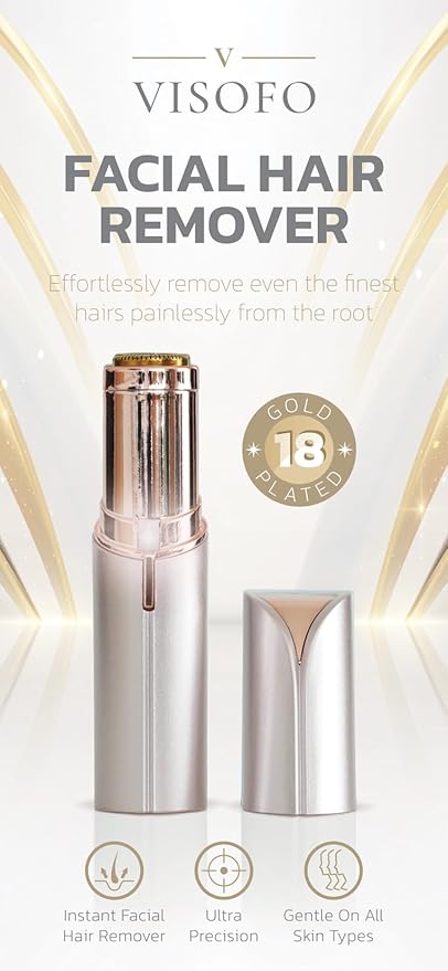 Facial Hair Removal for Women | Electric Razor Device Small Mustache Dermaplaning Remover Tools Tweezers Epilator Trimmer Face Dermaplane Shavers Beauty Gadgets Set Accessories by VISOFO (Andalusite)