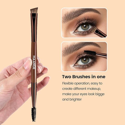 MAANGE 13 Pcs Foundation Makeup Brush Set With Bag, Make up Brushes, Double-End Multi Functional Makeup Brushes, Professional Face Brush Set Tools For Liquid Powder Concealer Cream Blush (Brown)