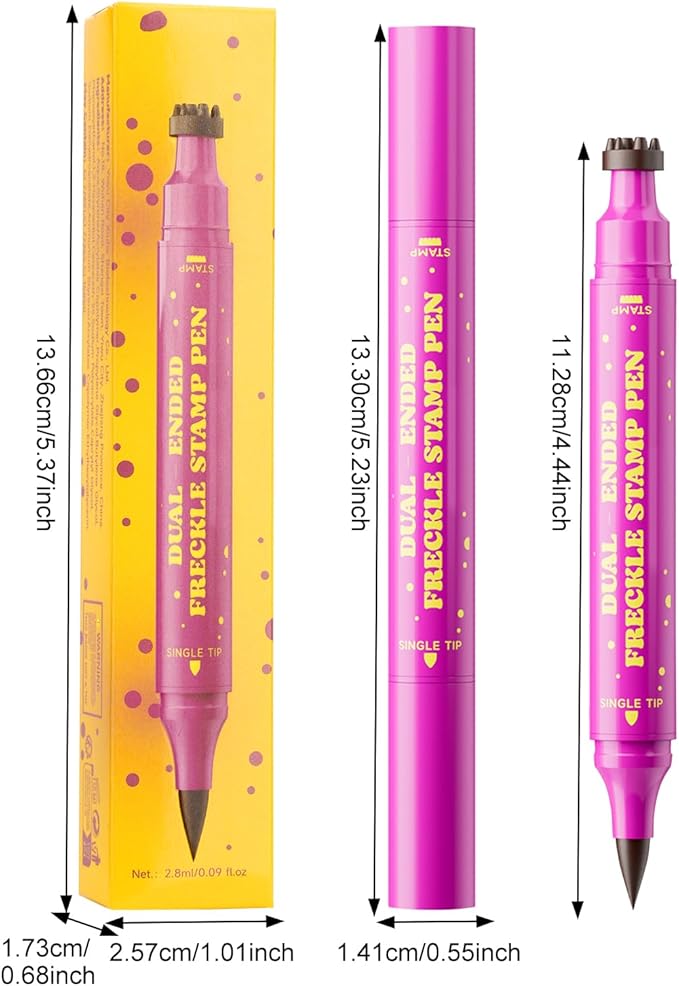 3-in-1 Freckle Pen Stamp & Eyeliner, Dual Ended Liquid Freckles Pencil for Natural Lifelike Faux Freckle, Waterproof Long Lasting Quick Dry, Sunkissed Makeup, 02 Mousy Brown