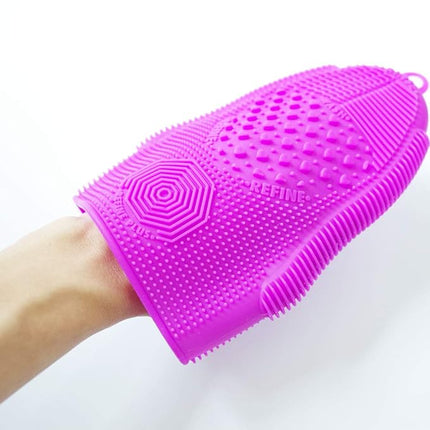 Makeup Brush Cleaner Glove Mat Mitt Silicone Cosmetic Cleaning Scrubber Tool Face Brushes and Eye Brush Washing Pad Light Purple