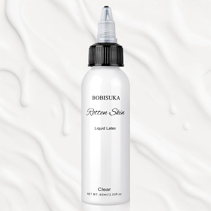 Halloween Liquid Latex SFX Makeup(2 fl oz) – Fake Skin & Wounds for Zombie, Clown, Vampire Costume, Cosplay, Special Effects Scars, Cuts Make Up for Face and Body, Fast-Dry, Non-Toxic, (Clear)