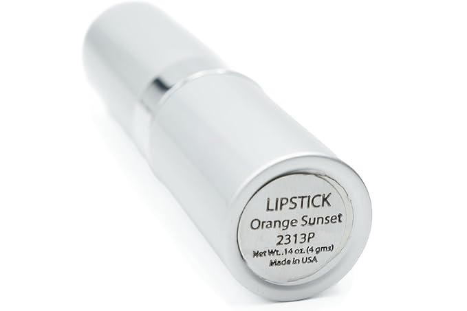 Orange Sunset Shimmering Red Orange Metallic Frosted Lipstick Color Moisturizing Paraben Free, No Animal Testing & Cruelty Free Lip Makeup Color