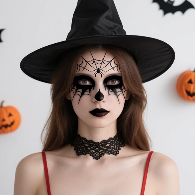 Halloween Spider Web Face Tattoos, Temporary Tattoos Stickers, Face Tattoo Decals,Temporary Makeup Tattoos, Face Tattoo Sticker Art for Adult Kids Halloween Costume Accessories 8Pcs