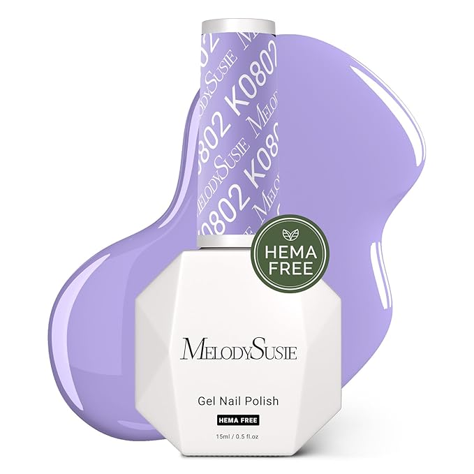 MelodySusie Hema Free Gel Nail Polish, 0.5 Fl Oz Thick Light Wisteria Purple Gel Polish, Non-Toxic, Long Lasting, Soak Off UV Nail Polish, Manicure Nail Design Salon DIY Nail Art at Home K0802