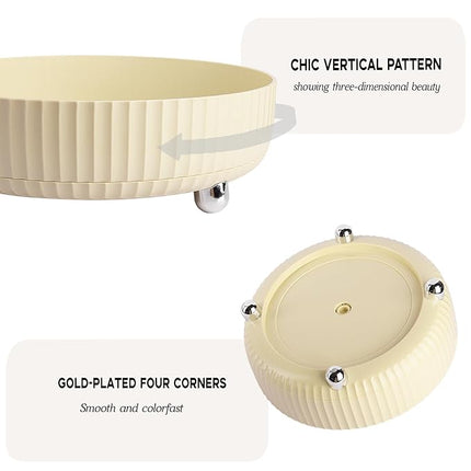 Anyoifax Makeup Perfume Organizer Tray 360 Degree Rotating Lazy Susan Skincare Lotion Organizer Spinning Cosmetics Storage for Dresser, Vanity, Bathroom Countertop, Large Beige