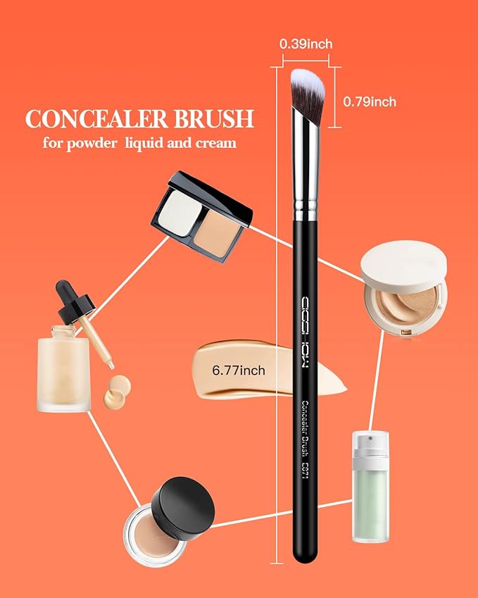 Concealer Brush for Makeup Under Eye Makeup Brush Nose Contour Brush for Eye Cream Liquid Foundation Cream Concealer (Black, E871)