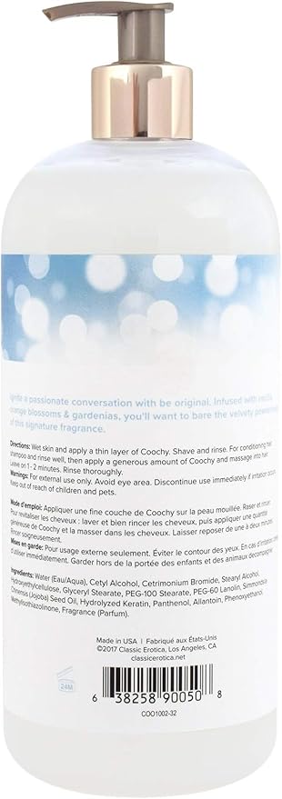 Coochy Intimate Shaving Cream | Shave Conditioner & Moisturizer for Face & Body | Ideal for Sensitive Skin Care, Anti-Bump | Be Original, 32 oz