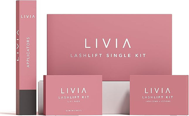 LIVIA Lash Lift Kit - Korean Professional Formula - Salon Quality Curls at Home - 8 Week Lasting - Promotes Growth - Complete DIY Perm Kit
