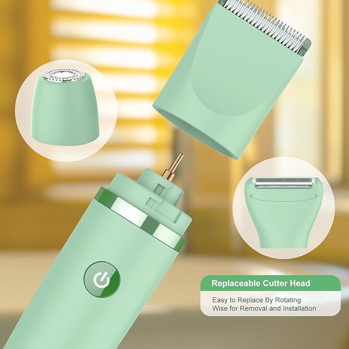 3-in-1 Electric Razor IPX7 Waterproof Bikini Trimmer Wet & Dry Use Painless Personal Trimmer Groomer for Ladies Face Body Legs Bikini Public Hairs Electric Lady Shaver with Replaceable Heads