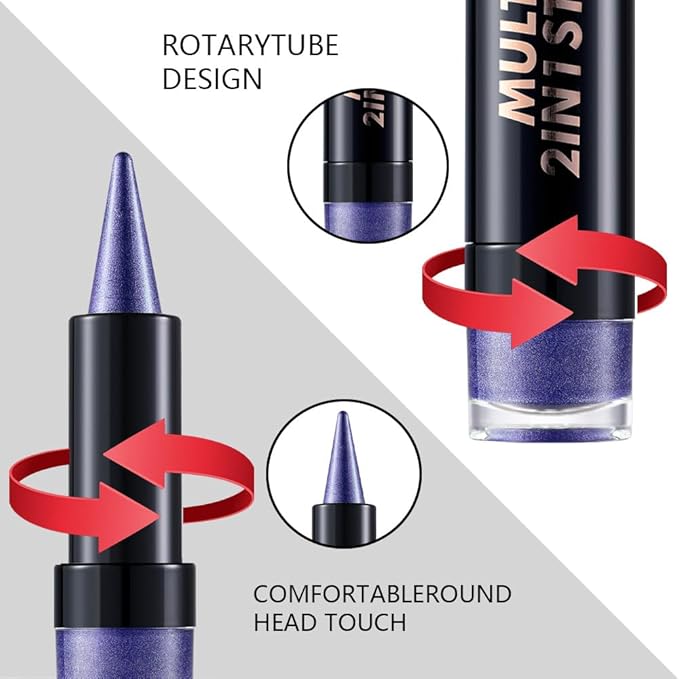 AMY'S DIARY Purple Eye shadow & Eyeliner Stick 2-in-1, Cream Eyeshadow Pencil + Gel Eyeliner | Waterproof, Smudge-Proof Eye Makeup Crayon for woman, Face & Lip | Twist-Up Eye Shadow Pen