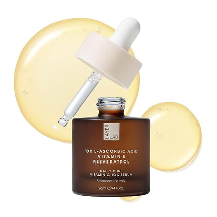 LAYERLAB 10% Vitamin C Radiance Serum with Resveratrol & Vitamin E | Potent Antioxidant Formula for a Visibly Brighter, Even-Looking Complexion | Hydrating K-Beauty Skincare (0.94 fl oz)