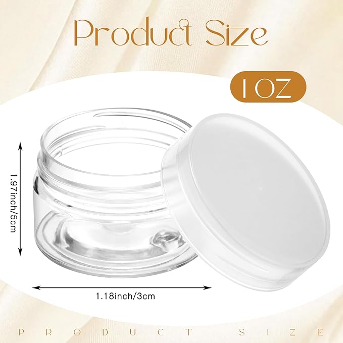 Patelai 4 Pieces Round Wide-mouth Leak Proof Plastic Container Jars with Lids for Travel Storage Makeup Beauty Products Face Creams Oils Salves Ointments DIY Making (1 Ounce,Clear)