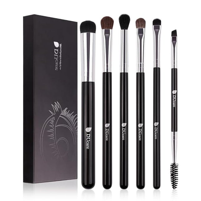 DUcare Eye Makeup Brush Set, 6 Pcs Professional Eyeshadow Blending Makeup Brushes for Concealer Eyebrows Eyeliner, Soft Hairs & Wood Handle