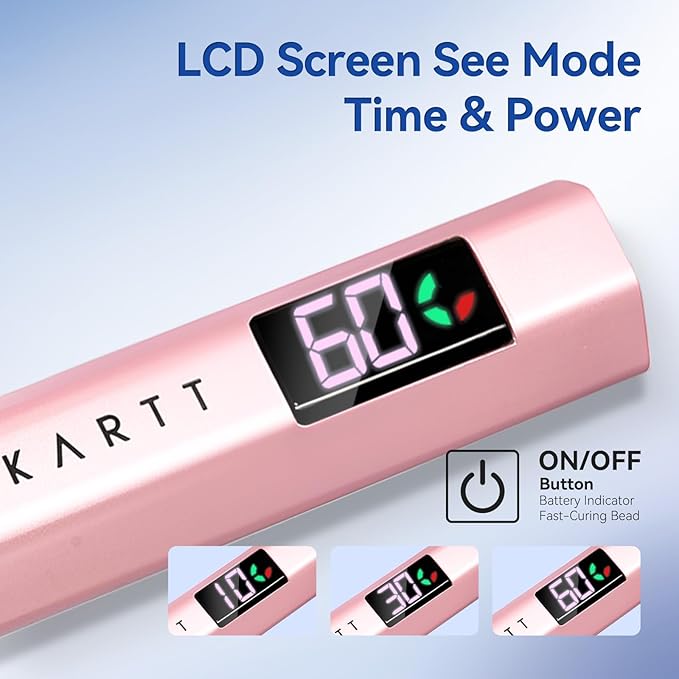 Makartt UV Light for Gel Nails - 3.6W Handheld UV LED Nail Gel Lamp with 3 Beads Portable JERTY Nail Dryer for Fast Curing Nail Tips Rechargeable USB Nail Light with LCD 3 Timers for Home Salon Use