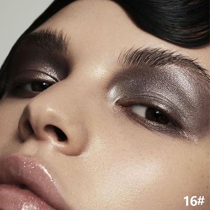 Dark Taupe Shimmer Cream Eye Shadow Stick Makeup for Women, Dark Taupe Shimmer Matte Eye Shadow Brightener Stick for Eyes, Waterproof Eyeshadow Pencil Applicator Blendable for Eye Highlight 16