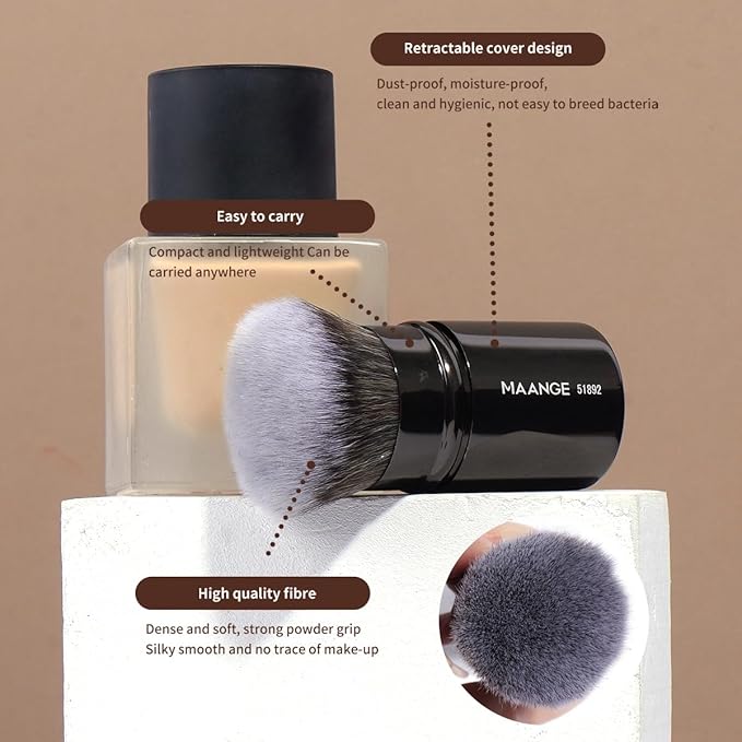 MAANGE 8 Pcs Makeup Brushes with Bag, Double-End Multi-functional Makeup Brushes for Blending Liquid Powder Concealer Cream Blush Buffe, Black