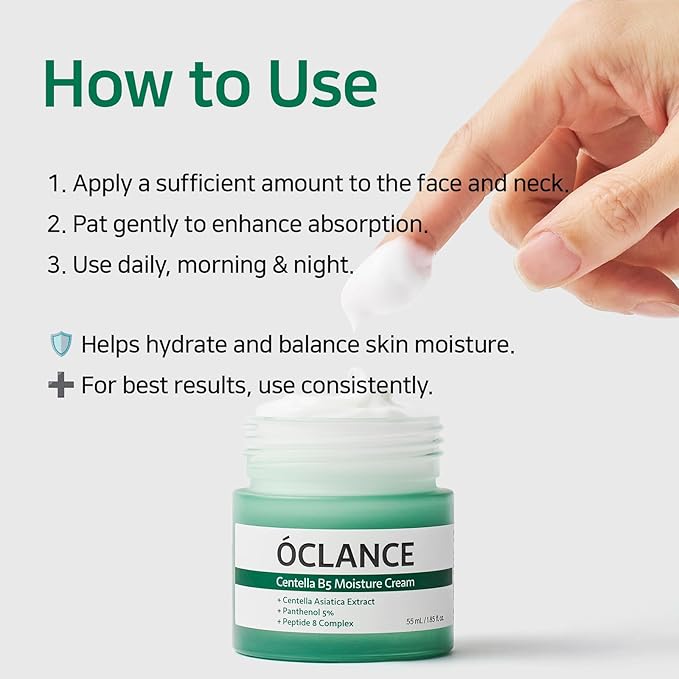 Centella B5 Moisture Cream, Daily Hydrating & Smoothing Face Moisturizer with Panthenol, Centella & 8-Peptide Complex for Skin Barrier, Korean Skincare, Fragrance-Free, 1.85 fl. oz (55ml)