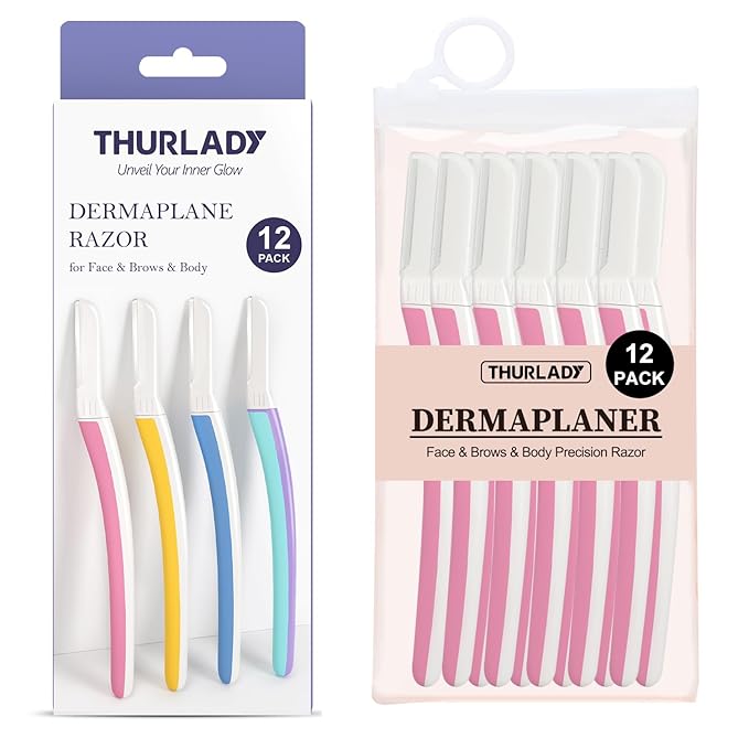 Dermaplane Razor for Women Face - Facial Razor for Women - Eyebrow & Face Razors, Exfoliating Microblades, Peach Fuzz Remover, Dermaplaning & Skin Care Tool, Travel Essentials, (12 pcs, Pearl Blush)