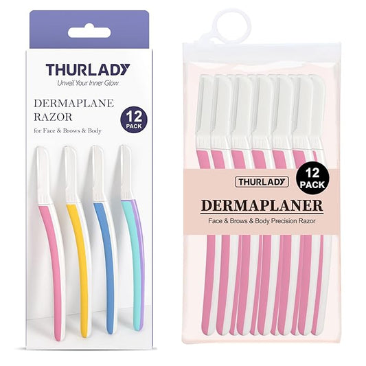 Dermaplane Razor for Women Face - Facial Razor for Women - Eyebrow & Face Razors, Exfoliating Microblades, Peach Fuzz Remover, Dermaplaning & Skin Care Tool, Travel Essentials, (12 pcs, Pearl Blush)