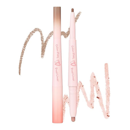 2aN Color Play Dual Liner | 2-in-1 Aegyo-sal & Shading Pencil | Long-Lasting Pearl & Matte Duo Liner for K-Idol Eye Makeup | Easy to Blend, All-Day Wear (0.006oz+0.02oz) (02 BeBe Pink)