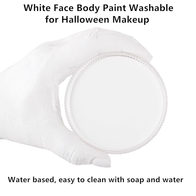 Go Ho Black and White Face Body Paint for Halloween Makeup,Cream to Gel Highly Pigmented Water Based Body Paint,Cosplay SFX Skeleton Vampire Zombie Clown Makeup