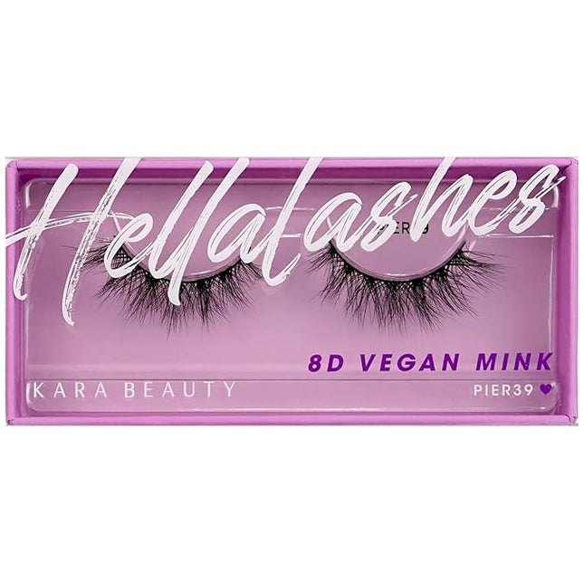 KARA BEAUTY Style L10 Hellalashes 8D Faux Mink Lashes Lightweight Synthetic Fiber in 8 Dimensional Layers PIER39 - Medium Length, Voluminous, 1 Pair