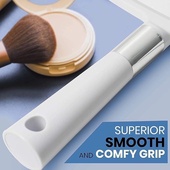 MIRRORVANA Large Hand Held Mirror with Comfy Handle for Women and Men - Personal Barber Haircut Mirror to See Back of Head - Espejo de Mano - 9" x 13" (White)