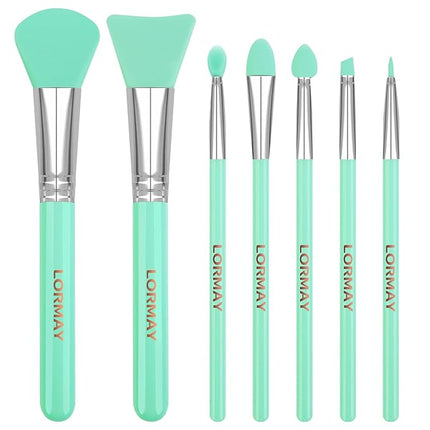 LORMAY 7 Pcs Silicone Brush Applicator Kit for UV Resin Epoxy Art Crafting and Cream Makeup Products (Mint Green)