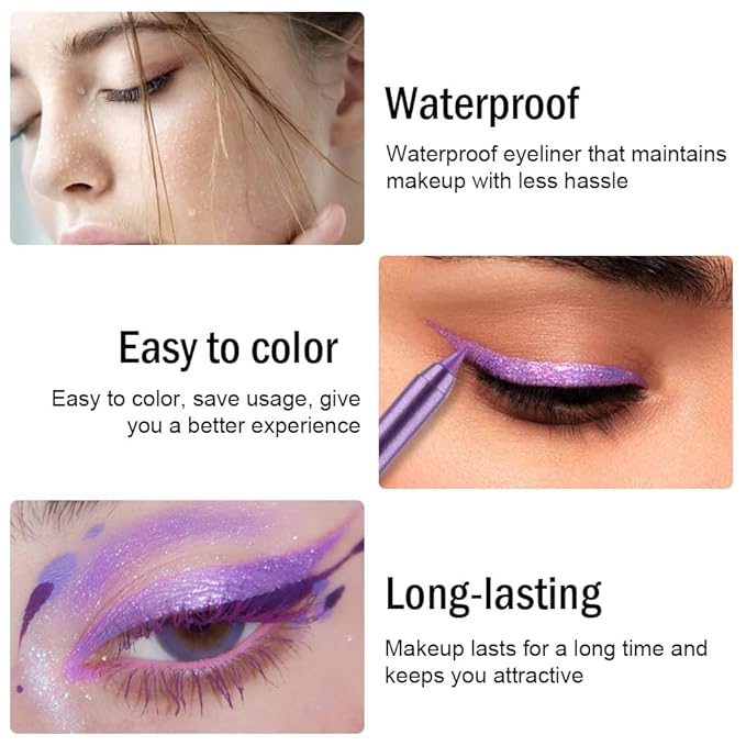 Kaely Gel Eyeliner Pencil for Women, Magic Purple Eye Liner Waterproof Smudge Proof with Sharpener, Waterline Eye Makeup Liners, delineador de ojos contra el agua, Vegan & Cruelty-Free, 13