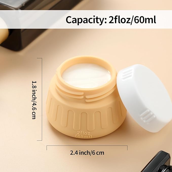 Gemice 2 oz Travel Containers for Toiletries, 4-Pack TSA Approved Travel Size Toiletries Containers for On-the-Go, Small Leak-Proof Travel Essentials Silicone Jar for Shampoo, Lotions, Cleanser