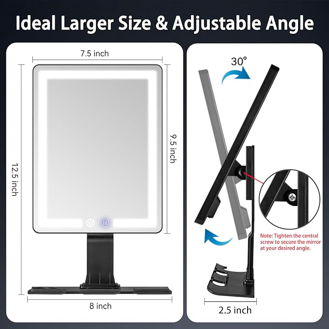 DESCHEN 2025 Updated Heated Shower Mirror Fogless for Shaving Men with 3 Color Lights, 5000mAh Rechargeable Anti Fog Shaving Mirror for Shower Fogless, 12.5×8" Borderless Mirror with Razor Holder