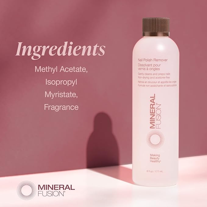 Mineral Fusion Nail Polish Remover - Acetone-Free Nail Care with Natural Solvents - Non Drying Liquid Formula - TSA-friendly Travel Size - 3 fl oz