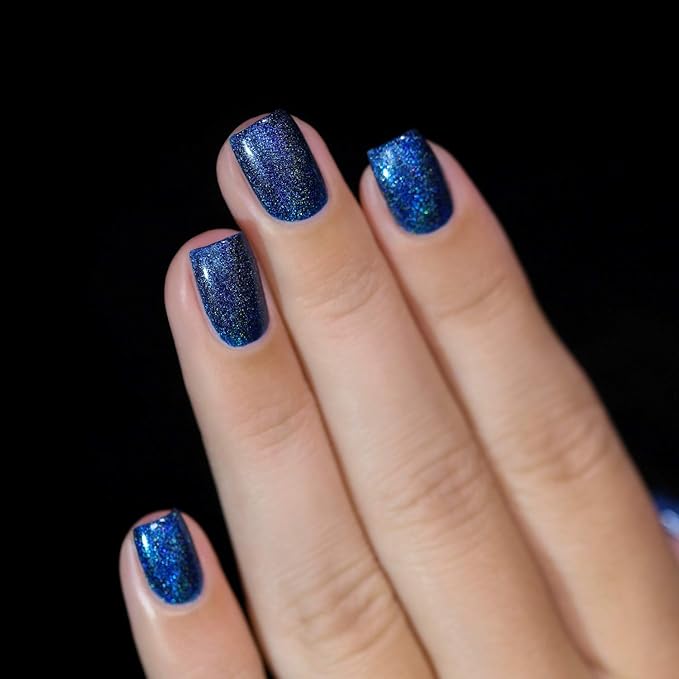 ILNP Isabella - Petrol Blue Holographic Nail Polish, Chip Resistant, Non-Toxic, Vegan, Cruelty Free