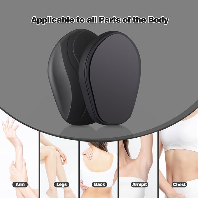 Crystal Hair Eraser for Women and Men, Reusable Crystal Hair Remover Painless Exfoliation Hair Removal Tool for Back Arms Legs (Black)