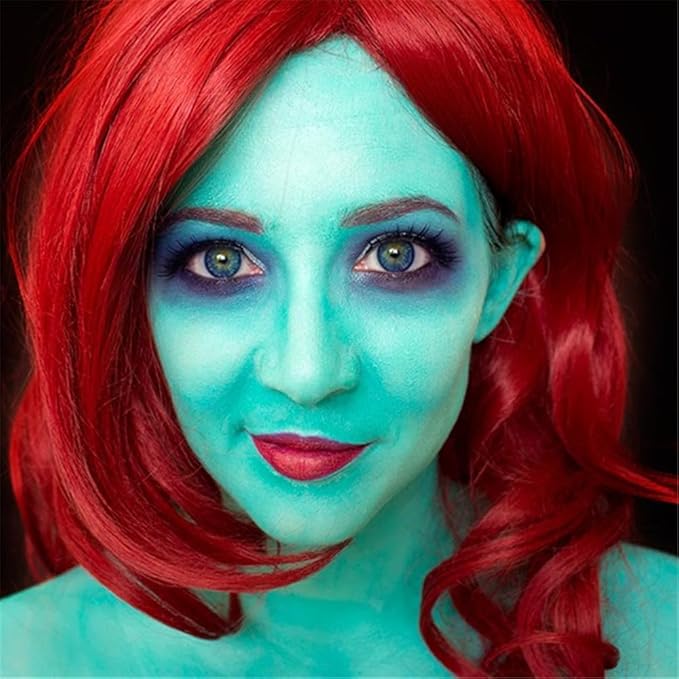 Go Ho Teal Face Paint Washable for Halloween Makeup,Creamy to Gel Water Based Teal Body Paint Full Coverage for Cosplay SFX Costumes Festivals Makeup,25g