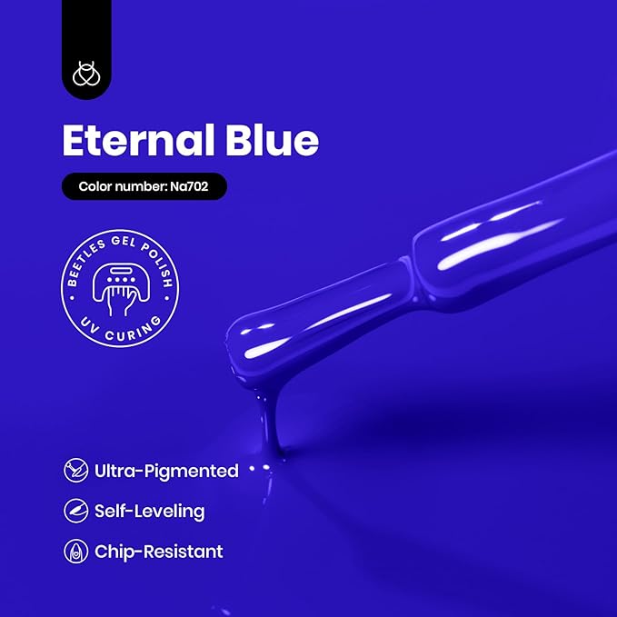 Beetles Dark Blue Gel Nail Polish – 15ml Full Size Royal Blue Hema Free Gel Polish Nail Art Manicure Salon DIY Colorful Bottle Gift for Women