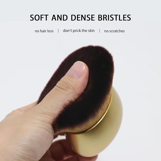 Blend & Blur Extra Large Body Makeup Brush for Self Tanner,Leg Makeup & Bronzer Self Tan Applicator, Powder, Foundation, Blusher, Bronzer，Massager for Face Gift box (Gold)