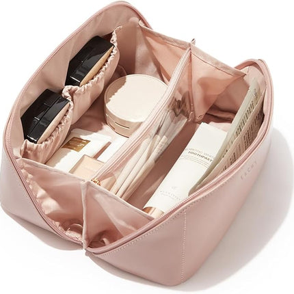 EACHY Travel Makeup Bag,Large Capacity Cosmetic Bags for Women,Waterproof Portable Pouch Open Flat Toiletry Bag Pattern Makeup Bag