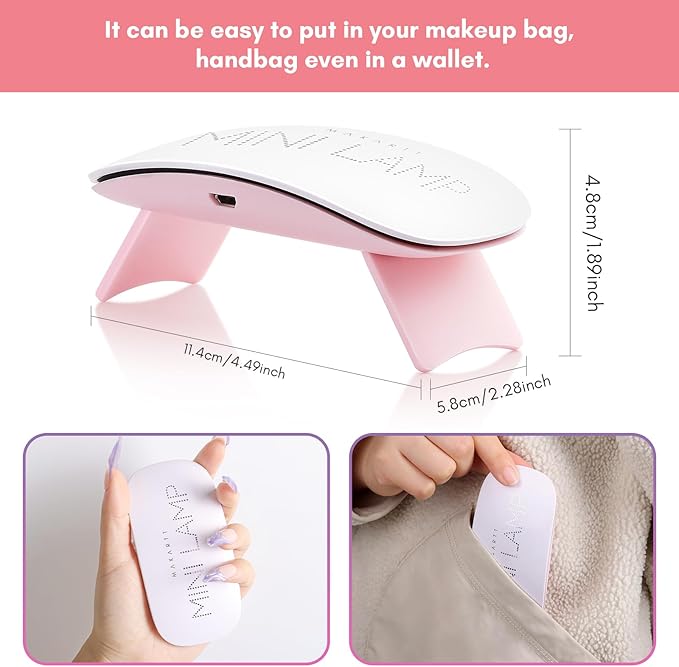 Makartt UV LED Nail Lamp: UV Light for Gel Nails, 6W Mini USB Portable Lamp Fast Drying Gel Polish Curing Light 60S Timer Dryer Manicure Salon Home DIY
