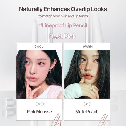 Heart Percent Dote On Mood Lineproof Lip Pencil, 12hr Long-Lasting Fixing & Smooth Drawing Creamy Lip Crayon Multi-Use Lipliner Retractable Overlip Line Color 0.8g (10. Beige Salmon)