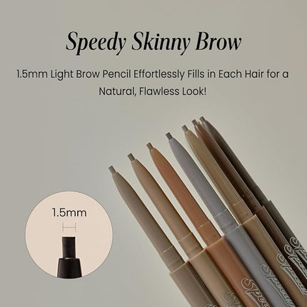 PERIPERA Speedy Skinny Brow, Precise Eyebrow Pencil, Dual-Sided Fine Tip Shades, Define Fills Brow Make up (11 MOCHA TAUPE)