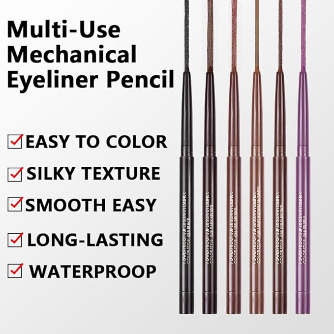 Kaely Dark Brown Gel Eyeliner,Smooth Eye Liner Waterproof Smudge Proof,Multi-Use Pencil Eyeliner,Built in Sharpener,Longwearing Eye Makeup,Vegan,delineador de ojos contra el agua,02