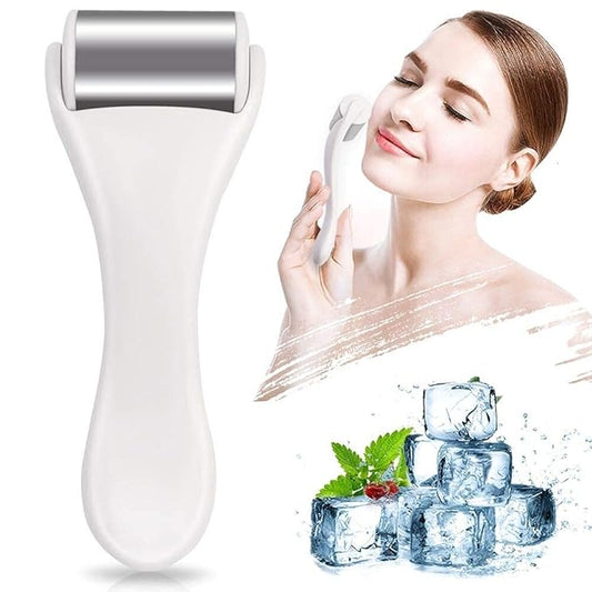 MAANGE Ice Roller for Face & Eye,Puffiness,Migraine,Pain Relief and Minor Injury,Skin Care Products Stainless Steel Face Massager Ice Roller Massager (White)