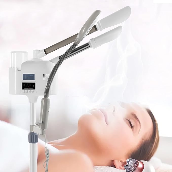 Professional 3 in 1 Facial Steamer Upgrade Esthetician Steamer with hot & Cold Nozzle 5X LED Magnifying Lamp Beauty Salon Spa