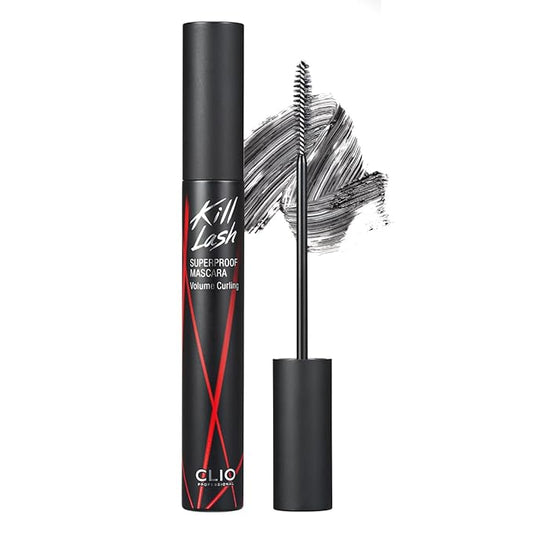 CLIO Kill Lash Superproof Mascara, Waterproof Mascara Black, Volumizing for Natural Curling Eyelash, Long-Lasting, Clump & Smudge-Free, for Sensitive Eyes, Korean Makeup Beauty (002 Volume Curling)