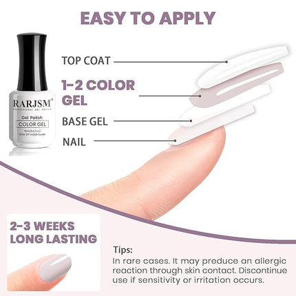 RARJSM Beige Gel Nail Polish, 15ML Neutral GelPolish Skin Tone GelNail Soak Off UV LED Nailpolish Varnish Color Gel Nail Art DIY at Home