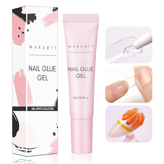 Makartt Gel Nail Glue: Solid Nail Glue for Press On Nails, 15ML 3D Gel UV Lamp Needed, Multifunctional Nails Tools Strong Adhesive Rhinestone Glues Gels for Charms & Gems, Ideal for DIY Home Salon Use